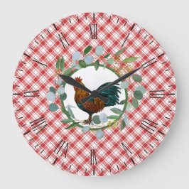 Reloj Redondo Grande Eucalyptus Wreath & Rooster Farmhouse