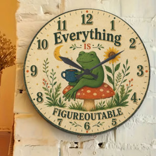Reloj Redondo Grande Everything Is Figureoutable Frog