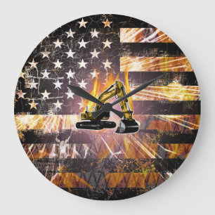 Reloj Redondo Grande Excavator Flag Sparks