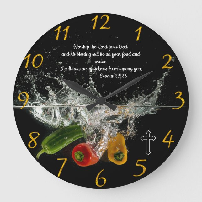 Reloj Redondo Grande Éxodo 23: Oración de fe cristiana (Anverso)