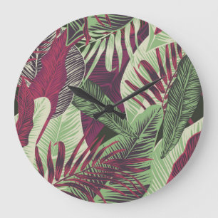 Reloj Redondo Grande Exótico tropical: verde de moda sin problemas
