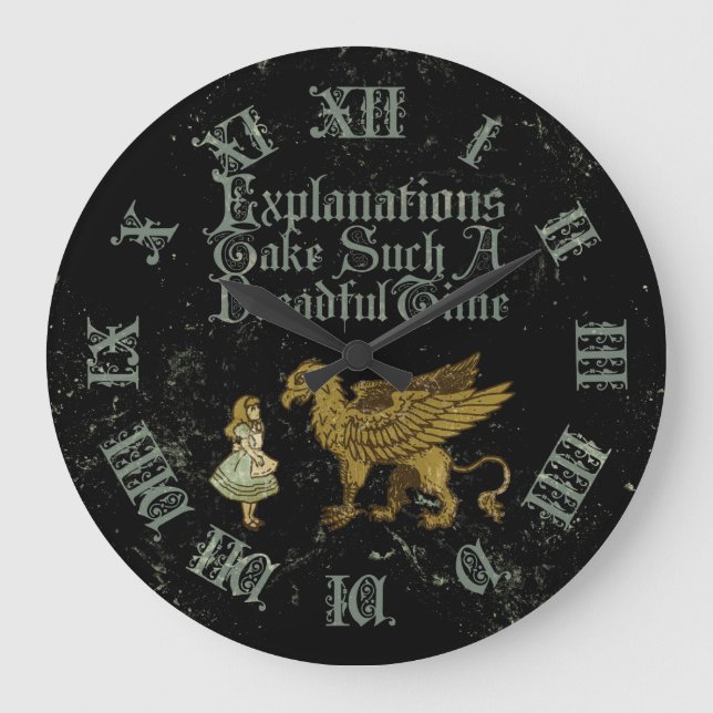 Reloj Redondo Grande Explicaciones de la cita de Alicia (Anverso)