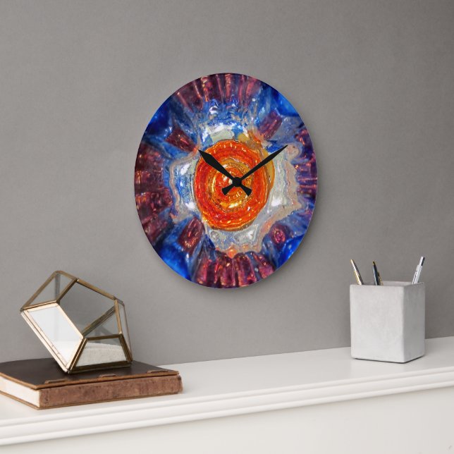 Reloj Redondo Grande Exploding Cosmos Art Glass elegant Van Gogh Sun (Oficina)