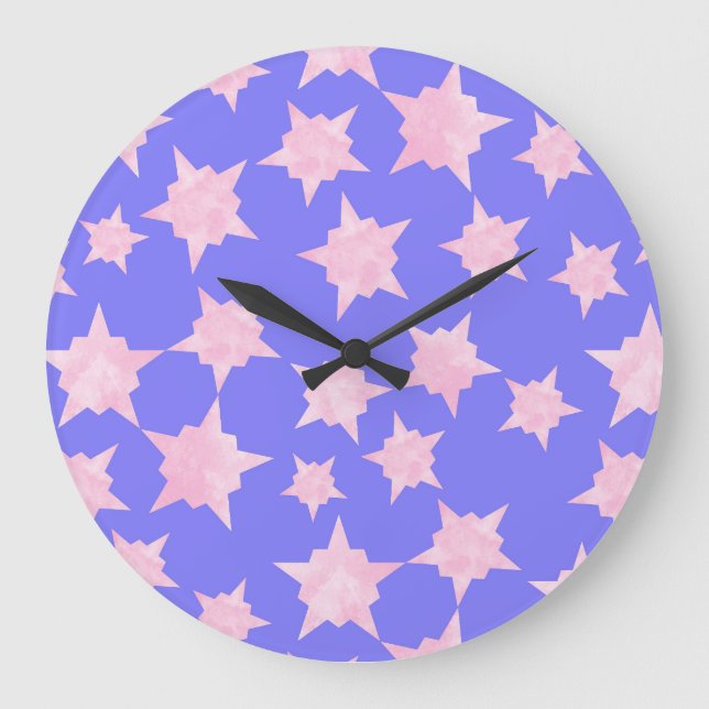 Reloj Redondo Grande Explosión cósmica rosa (Anverso)