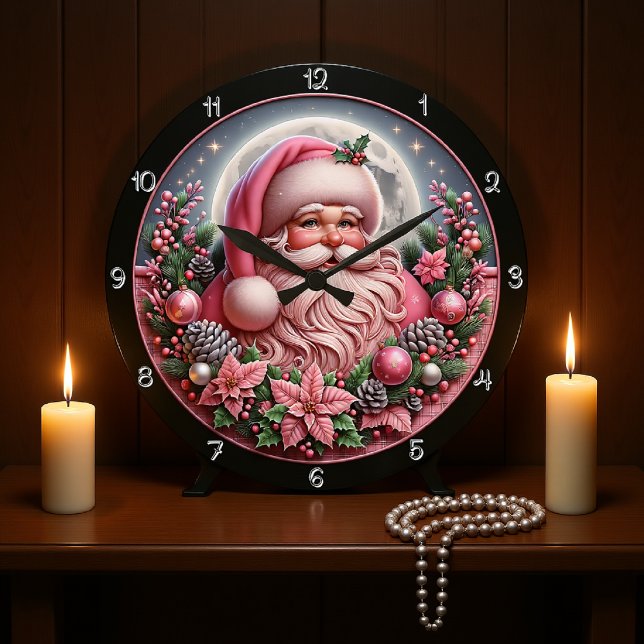 Reloj Redondo Grande Exquisito gráfico de Navidades de Santa Rosa (Subido por el creador)