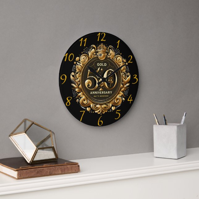 Reloj Redondo Grande Exquisito oro 50° aniversario (Oficina)