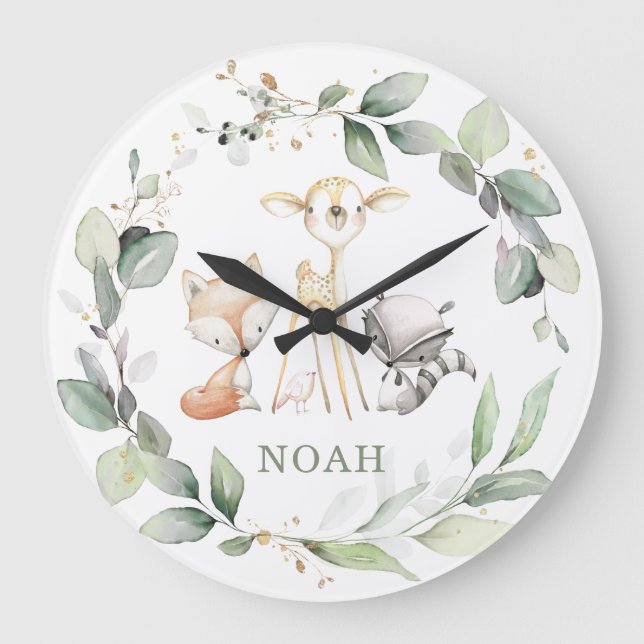 Reloj Redondo Grande Exquisitos animales de Woodland Salón de Chicas Gr (Anverso)
