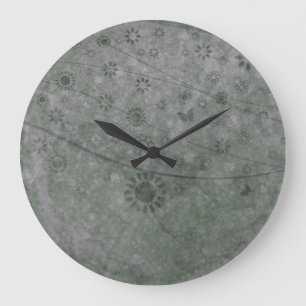 Reloj Redondo Grande Extracto retro de las flores y de las mariposas de
