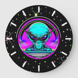 Reloj Redondo Grande Extranjero terrestre volando un OVNI