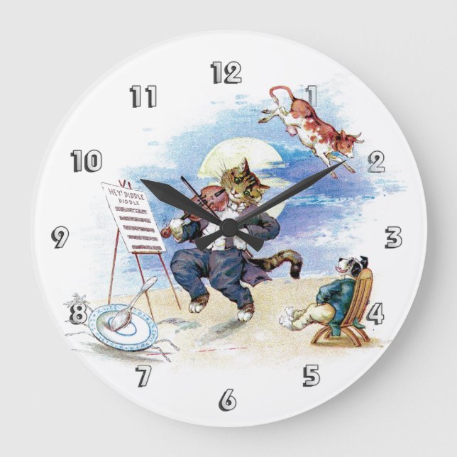 Reloj Redondo Grande Ey, Diddle Diddle la poesía infantil (Anverso)