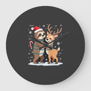 Reloj Redondo Grande Fa La La Llama luces de Navidad Perezoso montando