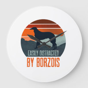 Reloj Redondo Grande Fácilmente Distraído Por Caminar Perros Borzois