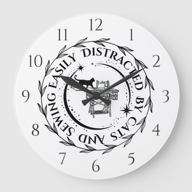 Reloj Redondo Grande Fácilmente Distraído Por Gatos Y Masticado (Anverso)