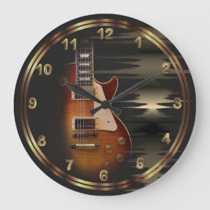 Reloj Redondo Grande Faded Electric Music Guitar -