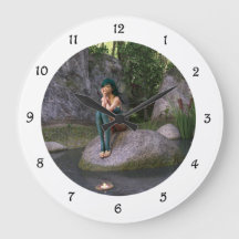 Fairy at the Enchanted Pond Large Clock