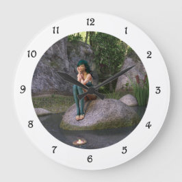 Reloj Redondo Grande Fairy at the Enchanted Pond Large Clock