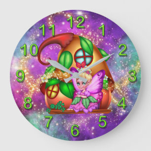 Reloj Redondo Grande Fairy butterfly wings house stardust magic