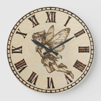 Reloj Redondo Grande Fairy Wall Clock | Wood-Burned Fantasy