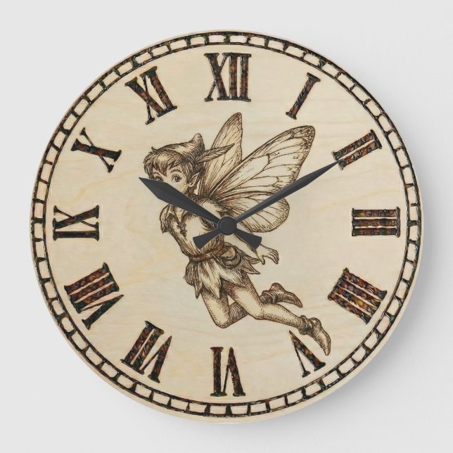Reloj Redondo Grande Fairy Wall Clock | Wood-Burned Fantasy  (Anverso)