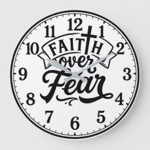 Reloj Redondo Grande Faith over fear Christian motivational encourageme