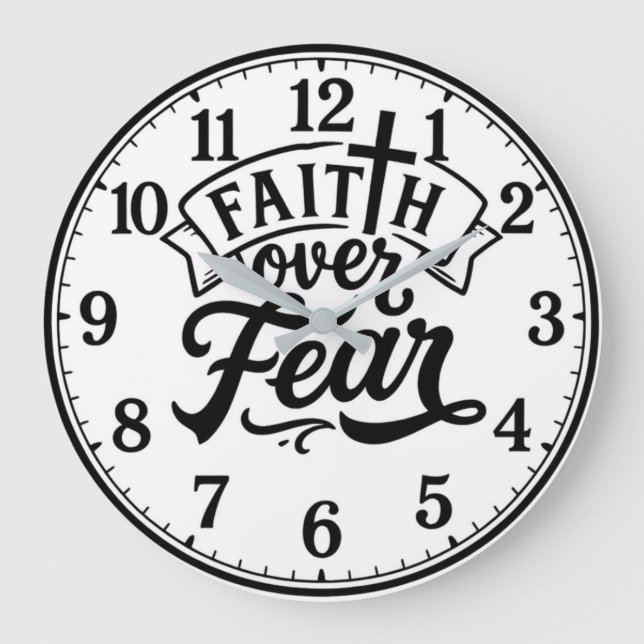 Reloj Redondo Grande Faith over fear Christian motivational encourageme (Anverso)
