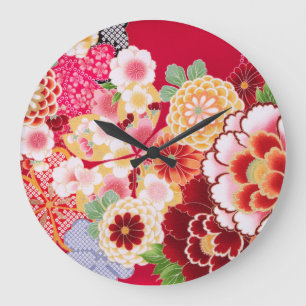 Reloj Redondo Grande Falln Red Floral Burst