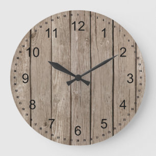 Reloj Redondo Grande Falsa madera rústica elegante