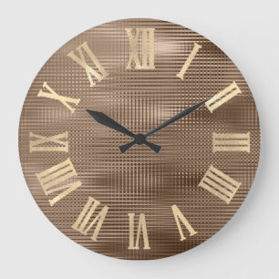 Reloj Redondo Grande Falsas rayas de bronce Numers romano metálico del