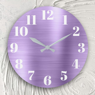Reloj Redondo Grande Falso lujo moderno lila amatista púrpura