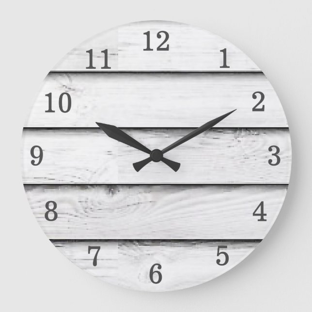 Reloj Redondo Grande Falso personalizable de madera del blanco el | de (Anverso)