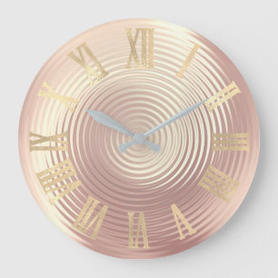 Reloj Redondo Grande Falso rosa color de rosa Numers romano metálico