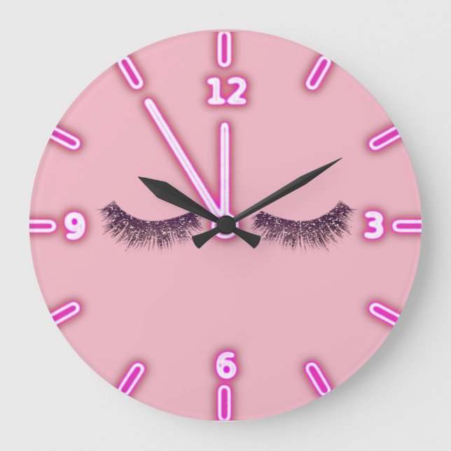Reloj Redondo Grande Falsos latigazos del purpurina de moda femenino - (Anverso)