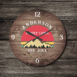 Reloj Redondo Grande Familia Cabina Rústica Árboles Retro Nombre Famili<br><div class="desc">Transforme su hogar en un acogedor refugio con nuestro reloj grande de cascabel de Árboles Retro Rústicos de la Familia. Este encantador reloj aporta la belleza rústica de los grandes espacios al aire libre a su espacio vital. Presenta un diseño de inspiración vintage con árboles retro rústicos y añade un...</div>