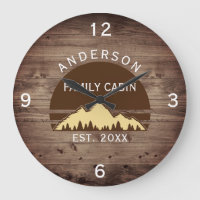 Familia Cabina Rústica Árboles Retro Nombre Famili
