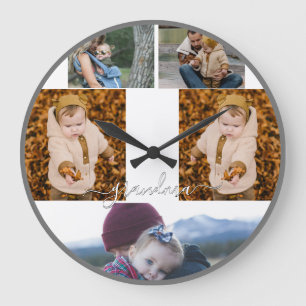 Reloj Redondo Grande Familia Collage Simple Amor Moderno Abuela Mamá