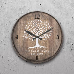 Reloj Redondo Grande Familia De Árboles Vintage Estableció Nombre De Fa<br><div class="desc">La Familia De Árboles Vintage Estableció El Nombre De Familia Reloj De Madera Rústica.</div>