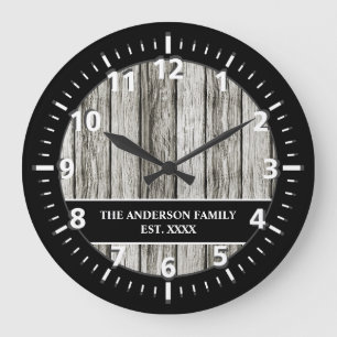 Reloj Redondo Grande Familia de imitación rústica de madera negra