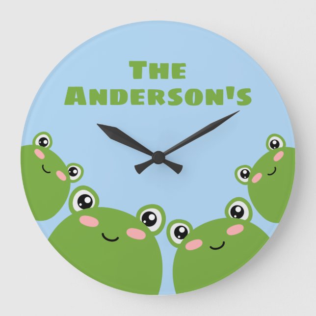 Reloj Redondo Grande Familia de ranas (Anverso)