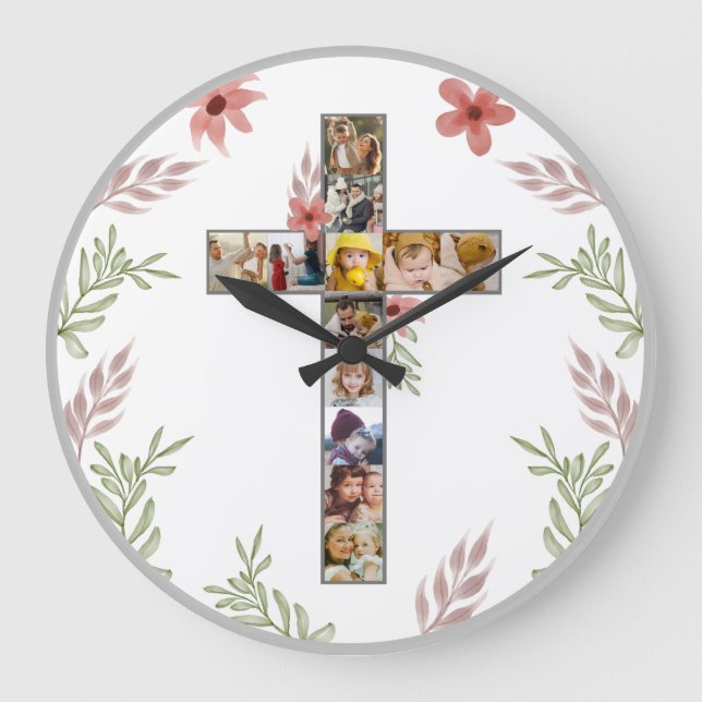 Reloj Redondo Grande Familia Jesús Cruz Iglesia Cristiana (Anverso)