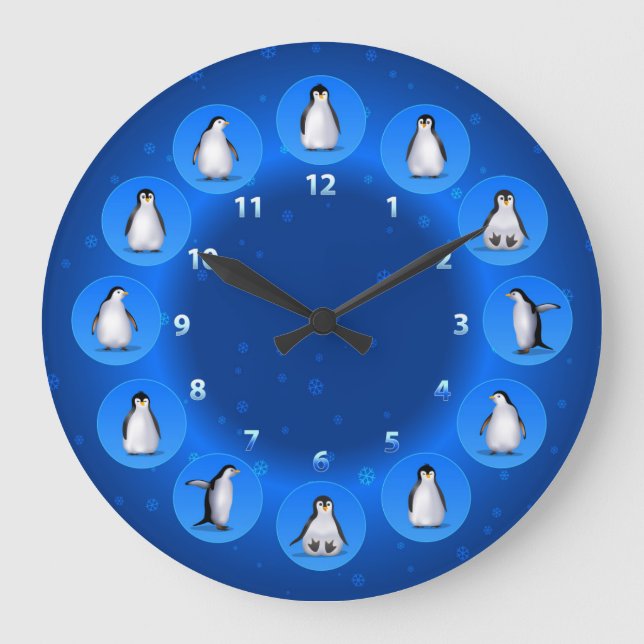 Reloj Redondo Grande Familia Penguin (Anverso)