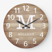 Familia Rustic Brown Nombre Monograma Farmhouse