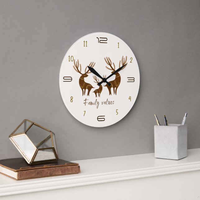 Reloj Redondo Grande Family Values Deer Wall Clock (Oficina)