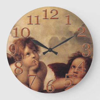 Reloj Redondo Grande Famoso arte fino, Raphael, Sistine Cherub