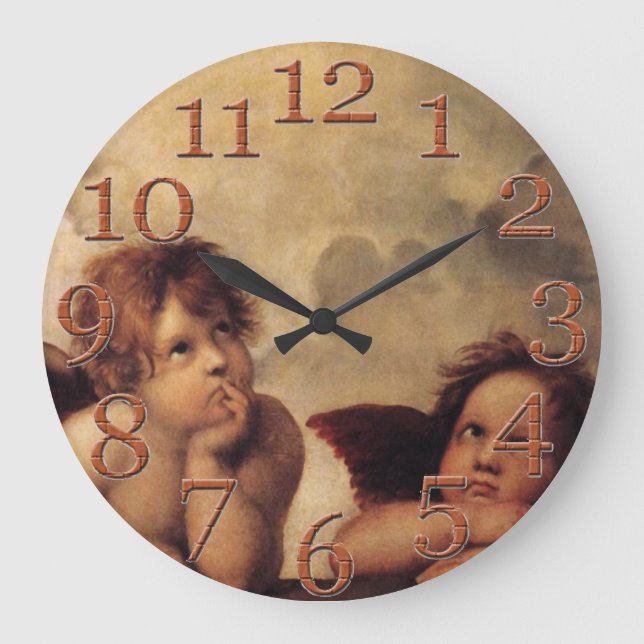 Reloj Redondo Grande Famoso arte fino, Raphael, Sistine Cherub (Anverso)