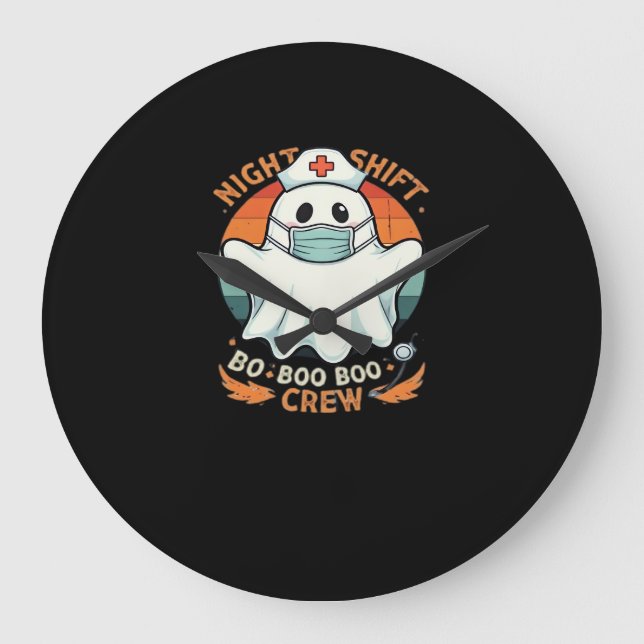 Reloj Redondo Grande Famoso enfermera de Halloween disfrazada de fantas (Anverso)
