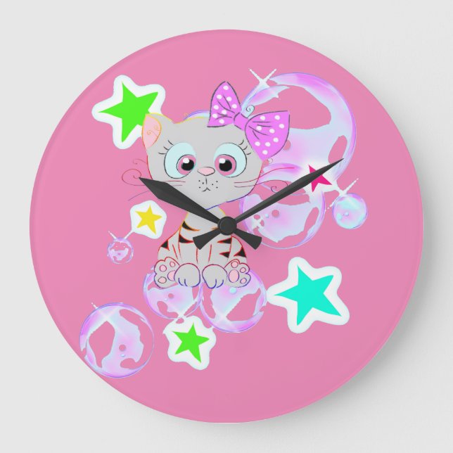 Reloj Redondo Grande Fancy Kitten (Anverso)