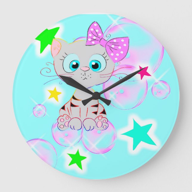 Reloj Redondo Grande Fancy Kitten (Anverso)