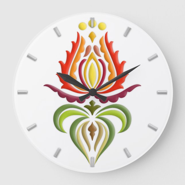 Reloj Redondo Grande Fancy Mantle Embroidery - Hungarian Folk Art (Anverso)