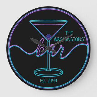 Reloj Redondo Grande Fancy Script Fun Bar Large Wall Clock