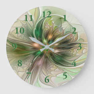 Reloj Redondo Grande Fantasía abstracta moderna y colorida Flor fractal